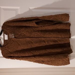 NWOT Women's Lush Chocolate Brown Snap Closure Sweater Plus Size 1X